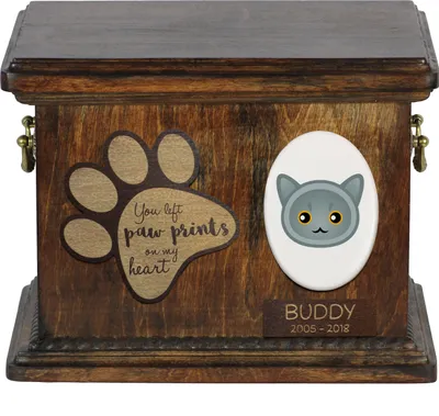 Obrázek produktu pro Britská krátkosrstá kočka - Urna na popel kočky, personalizovaná urna s rytinou, pamětní krabička na popel kočky značky Art-Dog.