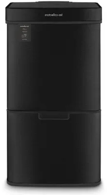 Image de Poubelle automatique 69 l, noire, à 3 compartiments, à infrarouge