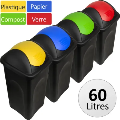 Image de Lot de 4 Poubelles de recyclage Couvercle Automatique 60 Litres