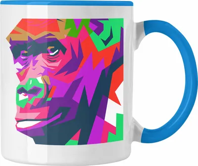 Produktbild von Trendation - Chimpanse Tasse Geschenk Polygon Grafik Lustig (Blau)