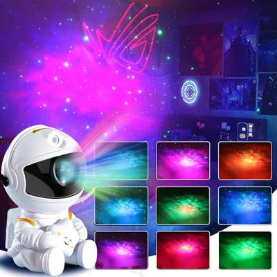 Produktbild von Dziecięca lampka nocna astronauta LED gwieździste niebo lampka projektor gwieździste niebo lampka projektor lampka nocna dekoracja pokoju dziecięcego, astronauta z gwiazdą, biała