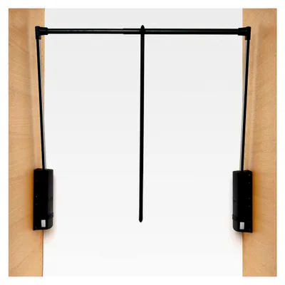 Produktbild von Kleiderlift für Schrank 770-1200mm mit ausklappbarer und stufenlos verstellbarer Kleiderstange, Tragkraft 10kg, schwarz