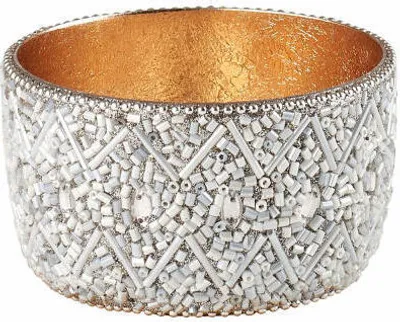 Image de Gift Company Photophore Madras Perles S, porte-bougie à chauffe-plat, porte-bougie, fer / verre, blanc, 8.5 cm, 1074303001