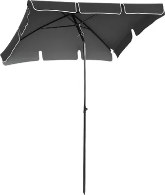 Produktbild von Sonnenschirm Strandschirm Gartenschirm Schirm Balkonschirm Sonnenschutz knickbar Grau 198x130x245 cm Aluminium
