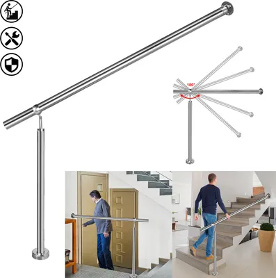 Produktbild von LZQ 200cm Geländer Eingangsgeländer Treppengeländer Edelstahl Handlauf für Wandhandlauf Treppen Treppenhaus, Außen & Innen