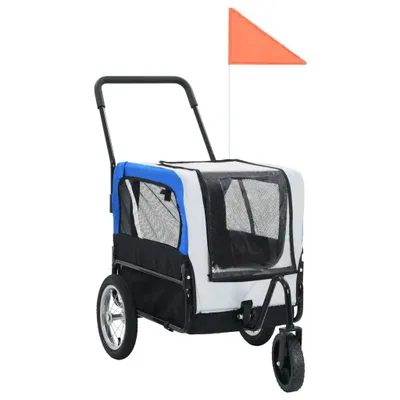 Immagine prodotto di Maison Exclusive - Rimorchio per biciclette 2 in 1 per cani e passeggini, grigio e blu