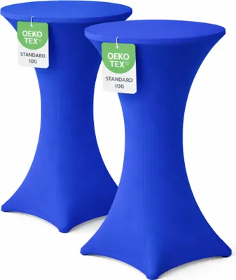 Produktbild von Stehtischhusse für Bistrotisch mit 4 Fußlaschen elastisch Stretch Ø 60-65x110-120 cm Royalblau (2 Stück)