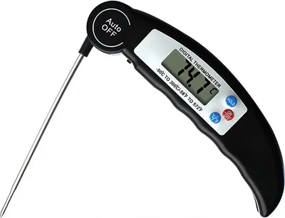 Immagine prodotto di 1 Pezzo Termometro BBQ Termometro digitale pieghevole per carne Termometro da forno per alimenti Latte Acqua Olio Liquido Sonda Strumenti da cucina Spegnimento automatico Nero
