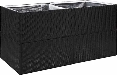 Produktbild von vidaXL Pflanzkübel Schwarz 157x80x80 cm Poly Rattan