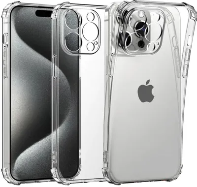 Two clear phone cases are shown, one with a phone inside, against a white background.