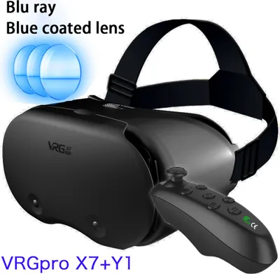 Image de VRG Pro X7 VR Lunettes Blue Light Eye Protective Virtual Reality Helmet compatible pour 5-7 pouces Intelligent Telephone Light + Y1 Noir