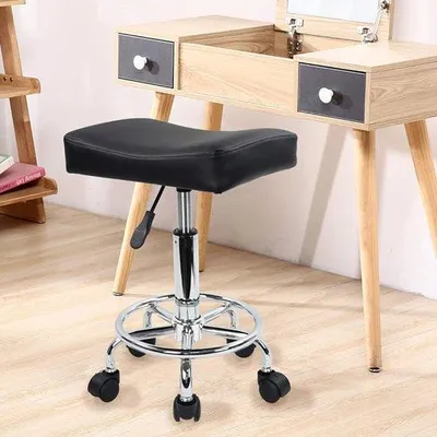 Produktbild von Famanu Rollhocker verstellbar - drehbarer Arbeitshocker mit Fußstütze