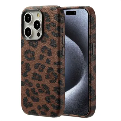 Produktbild von Selencia Sabi Backcover Leopardenmuster mit MagSafe iPhone 15 Pro - Mocha Brown