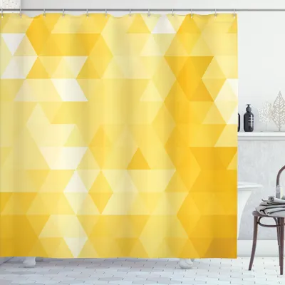 Produktbild von ABAKUHAUS Gelb Duschvorhang, Geometrische Schattierte Muster Des Abstrakten Dreiecks Mit Modernen Illustrations Motiven, 175 x 240 cm, Gelb