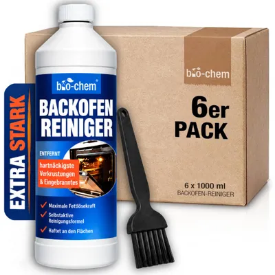 Produktbild von bio-chem Backofenreiniger EXTRA STARK 6x1000ml Gel Paste inkl. Pinsel I Selbstarbeitender Fettlöser für Backofen, Herd & Grill | Löst Eingebranntes ohne Aufheizen, Schrubben & Gerüche I DE