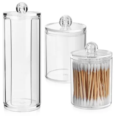 Image de Distributeur de cotons, boîte de rangement pour cotons, boîte à cotons-tiges, organiseur de coiffeuse, porte-cotons-tiges, porte-coton-tiges pour organiseur de cosmétiques, organiseur de salle de bain, accessoires de coiffeuse