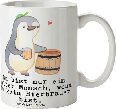 Produktbild von Mr. & Mrs. Panda Geschenktasse Bierbrauer Herz - Weiß - Geschenk, Teetasse, Kakaotasse, Biergeschenk, Bierfass, Kaffeebecher, Kaffeepott, Hobbybrauen, haferl, Biertrinker