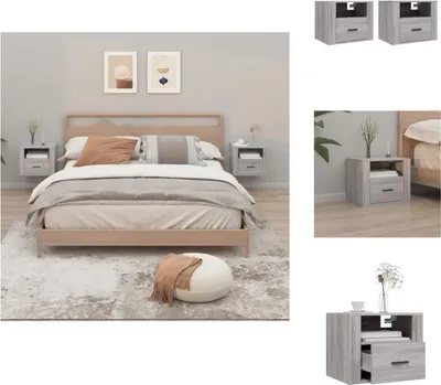 Produktbild von vidaXL Wand-Nachttische 2 Stk. Grau Sonoma 50x36x40 cm -  Nachttische