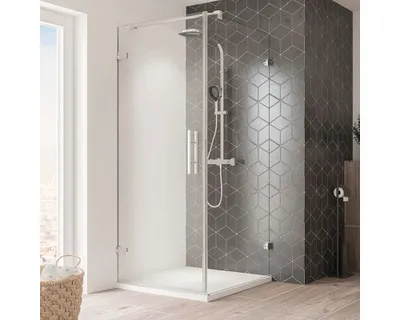 Produktbild von Duschtür mit Seitenwand mit Drehtür BREUER Avanta rahmenlos 90 x 90 cm Profil chrom Klarglas Türanschlag links Seitenwan