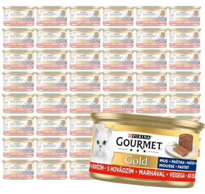 Zdjęcie produktu dla Purina Gourmet Gold Mus z Wołowiną 48x85g Mokra Karma Dla Kota