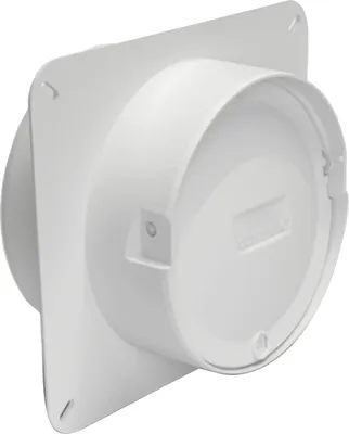 Produktbild von Optimairo N35144 Maueranschluss Stutzen, Lüftungssystem Luftführung Rückstauklappe, geräuscharm energieeffizient, Kunststoff Weiß 148x170mm