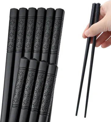 Imagen del producto de Palillos de bambú para sushi, lavables, juego de 5 pares, 24 cm, antideslizantes, ideales para la cocina
