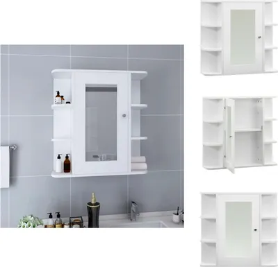 Produktbild von vidaXL Bad-Spiegelschrank Weiß 66x17x63 cm MDF -  Badezimmerwaschtische
