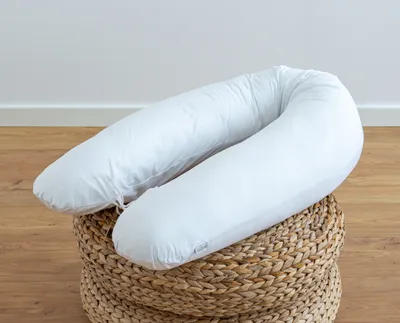 Produktbild von 100% WEIß Baumwolle Stillkissen WEIß 170 cm M/L Kissen Seitenschläferkissen Schwangerschaftskissen Bezug Relaxkissen Schlafen LOOLAY®