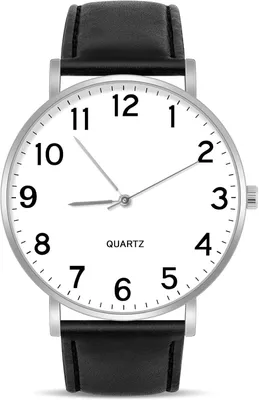 Obrázek produktu pro Hodinky pro muže, analogové, quartzové. Minimalistické hodinky pro muže s koženým řemínkem a velkým ciferníkem, klasický design, vhodné pro podnikání, snadno čitelné