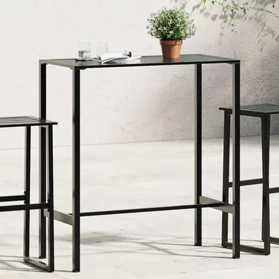 Produktbild von Schwarzer Bartisch aus pulverbeschichtetem Stahl, 100 x 50 x 110 cm