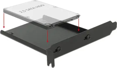 Image de Châssis d'installation Delock pour disque dur, compatible avec le slot PCI – Capacité : 1 disque dur (2,5 pouces)