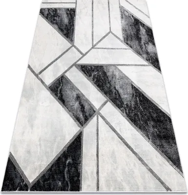 Produktbild von Exklusiv EMERALD Teppich 81953 glamour, stilvoll Marmor, geometrisch schwarz / silber  Grau 180x270 cm