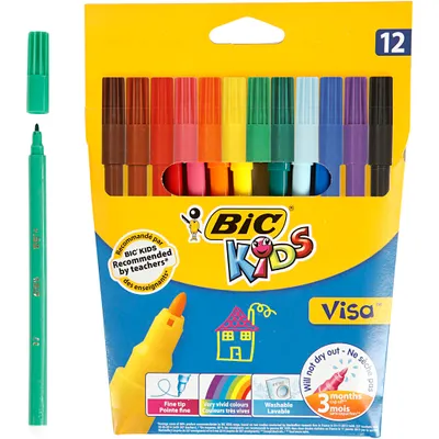 Productafbeelding van BIC KIDS Fiberstiften, set van 12, in kartonnen doos