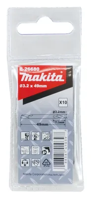 Produktbild von Makita HSS Wendebohrer, Ø 3,2 mm, Länge 49 mm, 10 Stk.