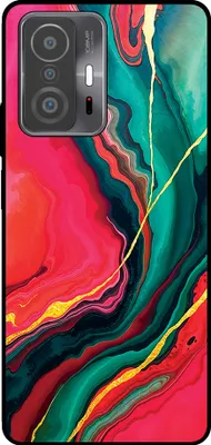 Produktbild von Smartphonica Telefon Fall geeignet für Xiaomi 11T / 11T Pro mit roten grünen Marmor Print - TPU Backcover Fall rot grün Marmor Design