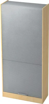 Produktbild von bümö Rollladenschrank office - 5 Ordnerhöhen - Griff: Relinggriff (Kunststoff), Nachbildung Ahorn/Silber