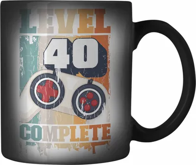 Produktbild von Trendation -  40. Geburtstag Farbwechsel Zauber-Tasse Mann Geschenk 40er Geschenkidee 40 Mutter Vater Männer Lustig Geschenke Gamer (Schwarz)