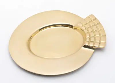 Produktbild von Kerzenteller Messing gold poliert oval (Innen: 7 x 5 cm) für Ovalkerzen, Ellipsenkerzen