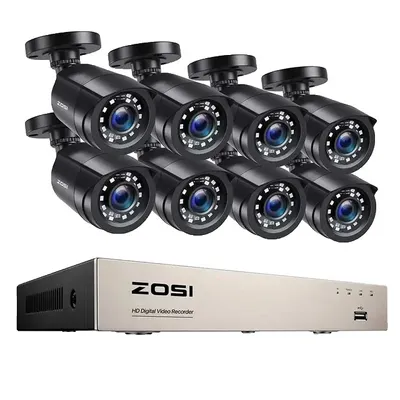 Zdjęcie produktu dla System kamer bezpieczeństwa, 8 kamer, rozdzielczość wideo 1080P, brak, czarny