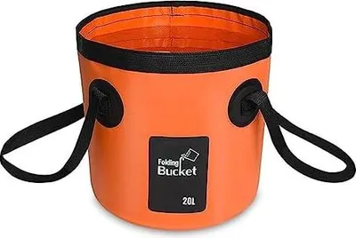 Produktbild von Faltbarer Eimer, 20 L Multifunktions Falteimer, Outdoor Faltschüssel, Waschbecken Zusammenklappbarer, Camping Eimer fürReisen im Wandern, Orangefarben