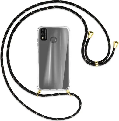 Produktbild von Handykette Backcover-Schutzhülle mit Band (Metall goldfarben) für Honor 9X Lite - schwarz/gold