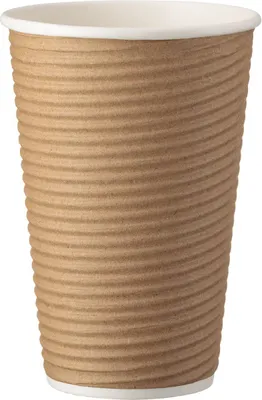 Produktbild von 25 Kaffeebecher Coffee to go 400ml doppelwandig Ø 90x140mm braun geriffelt