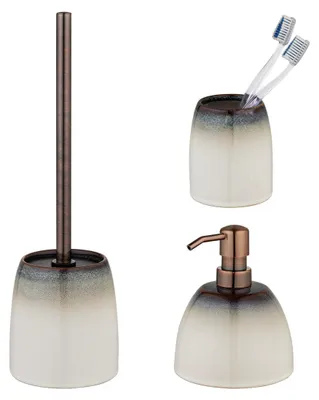 Produktbild von Schöner Wohnen Keramik Bad-Accessoire Set Osteto Beige WC-Garnitur Seifenspender Zahnputzbecher