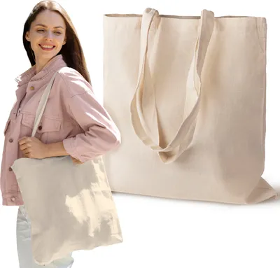 Produktbild von Strapazierfähige Baumwolltasche, EKO City / Einkaufstasche, wiederverwendbare Tasche 38x42cm