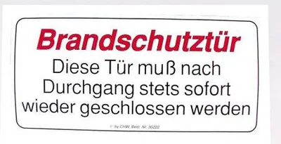 Produktbild von Hinweisschild - BRANDSCHUTZTÜR ... - Gr. ca. 25 x 15 cm - 308508/1