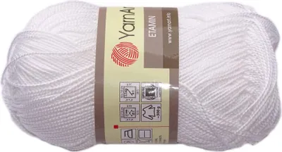 Produktbild von YarnArt Etamin 421 Weiß – Feine, Strapazierfähige Handarbeitswolle für Häkeln & Stricken