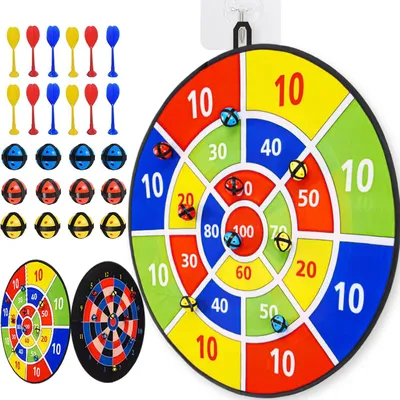 Productafbeelding van Klittenband dartbord - 73 cm - Dartspel voor kinderen - Werpspel - Buitenspel - Tuinspeelgoed