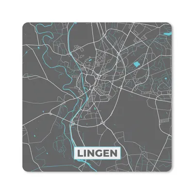 Produktbild von MuchoWow® Mauspad Mousepad Karte - Lingen - Blau - Stadtplan - Deutschland 20x20 cm - Mousepads - Maus Mat - Pad - Mausunterlage - Desk Mat - Bureauartikeln