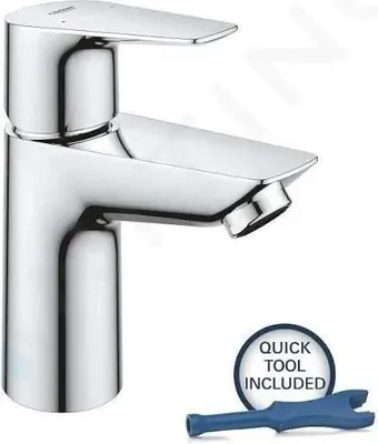 Image de Mitigeur Monocommande Lavabo GROHE Start Edge, Taille S, Chromé, Bonde Clic Clac Incluse, Économie d'eau
