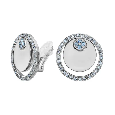 Produktbild von Traveller Ohrclips - Silberfarbe - Kristalle - Blau/ hell saphir - Platiniert - Kreise - 20 mm - 157679